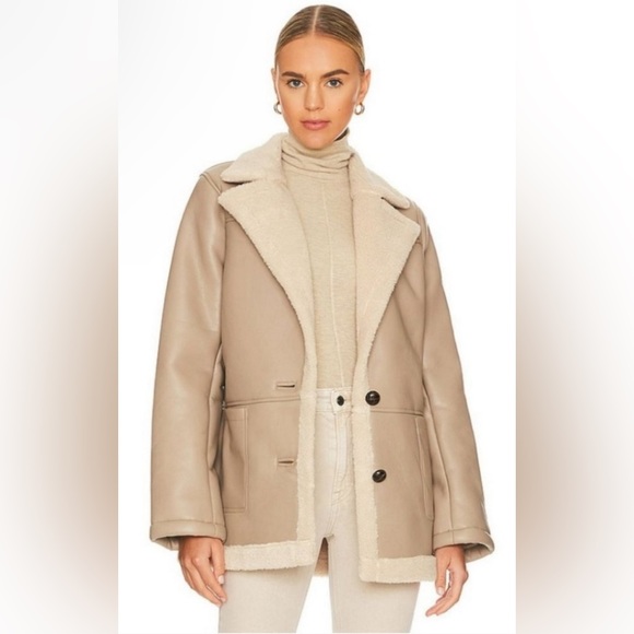 ASTR The Label (REVOLVE) Francine Vegan Leather Sherpa Lined Jacket XL NWOT - Picture 3 of 11